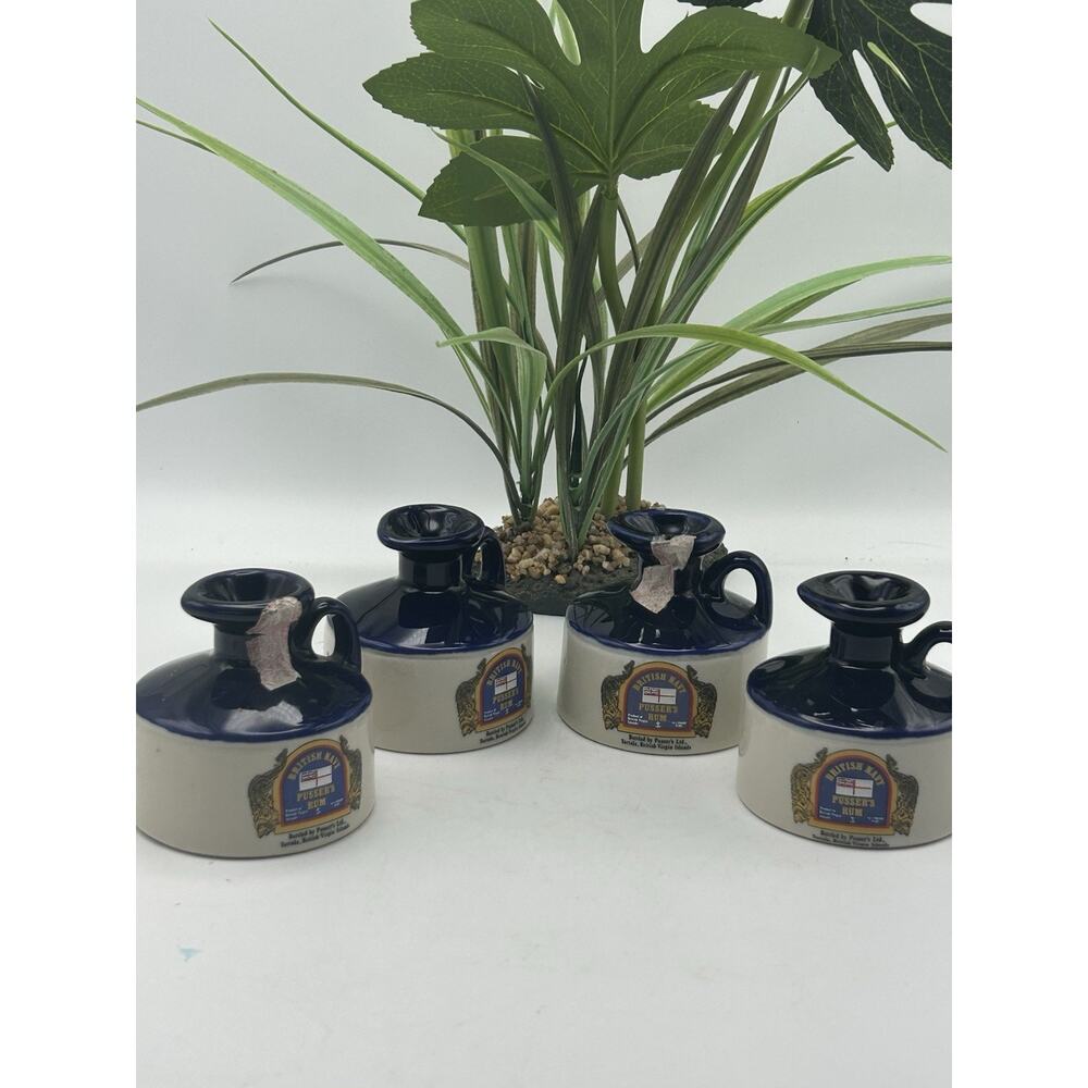 BRITISH NAVY PUSSER'S RUM Set Of 4 Empty Porcelain Mini Jug Decanter 2 1/2"